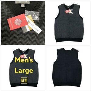 Men’s Croft & Barrow L Large 42 - 44 V-Neck Sweater Vest Black Pullover NWT